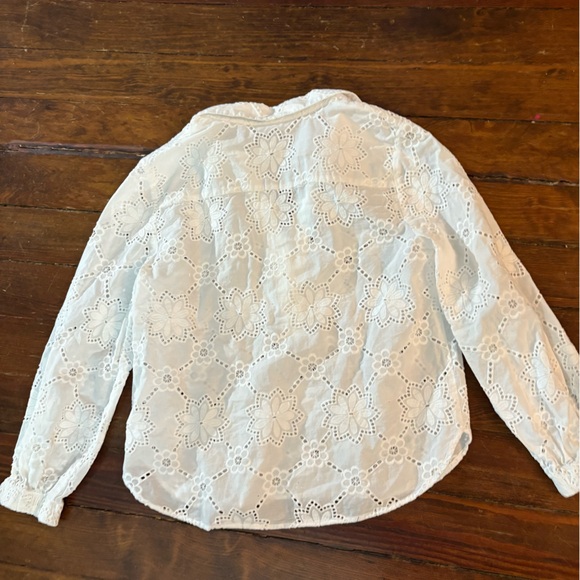 Talbots white embroidered lace eyelet blouse top size S - Picture 6 of 6